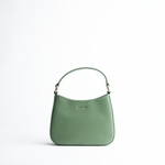 Borsa mini in pelle martellata colore verde salvia artigianale Aut Aut Studio – vista frontale