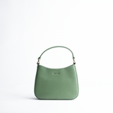 Borsa mini in pelle martellata colore verde salvia artigianale Aut Aut Studio – vista frontale