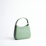Borsa mini in pelle martellata colore verde salvia artigianale Aut Aut Studio – vista laterale