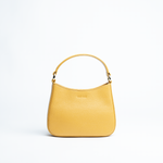 Borsa mini in pelle martellata colore senape artigianale Aut Aut Studio – vista frontale