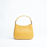 Borsa mini in pelle martellata colore senape artigianale Aut Aut Studio – vista frontale