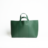 Borsa con doppio manico in pelle martellata colore verde bosco artigianale Aut Aut Studio – vista frontale