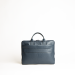 Borsa laptop 15" in pelle martellata colore blu navy artigianale Aut Aut Studio – vista retro