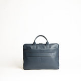 Borsa laptop 15" in pelle martellata colore blu navy artigianale Aut Aut Studio – vista retro