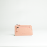 Portachiavi in pelle martellata colore rosa cipria artigianale Aut Aut Studio – vista frontale