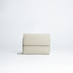Portafoglio zip-around in pelle morbida colore avorio donna Aut Aut Studio – vista frontale