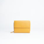 Portafoglio zip-around in pelle morbida colore giallo senape donna Aut Aut Studio – vista frontale