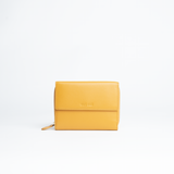 Portafoglio zip-around in pelle morbida colore giallo senape donna Aut Aut Studio – vista frontale