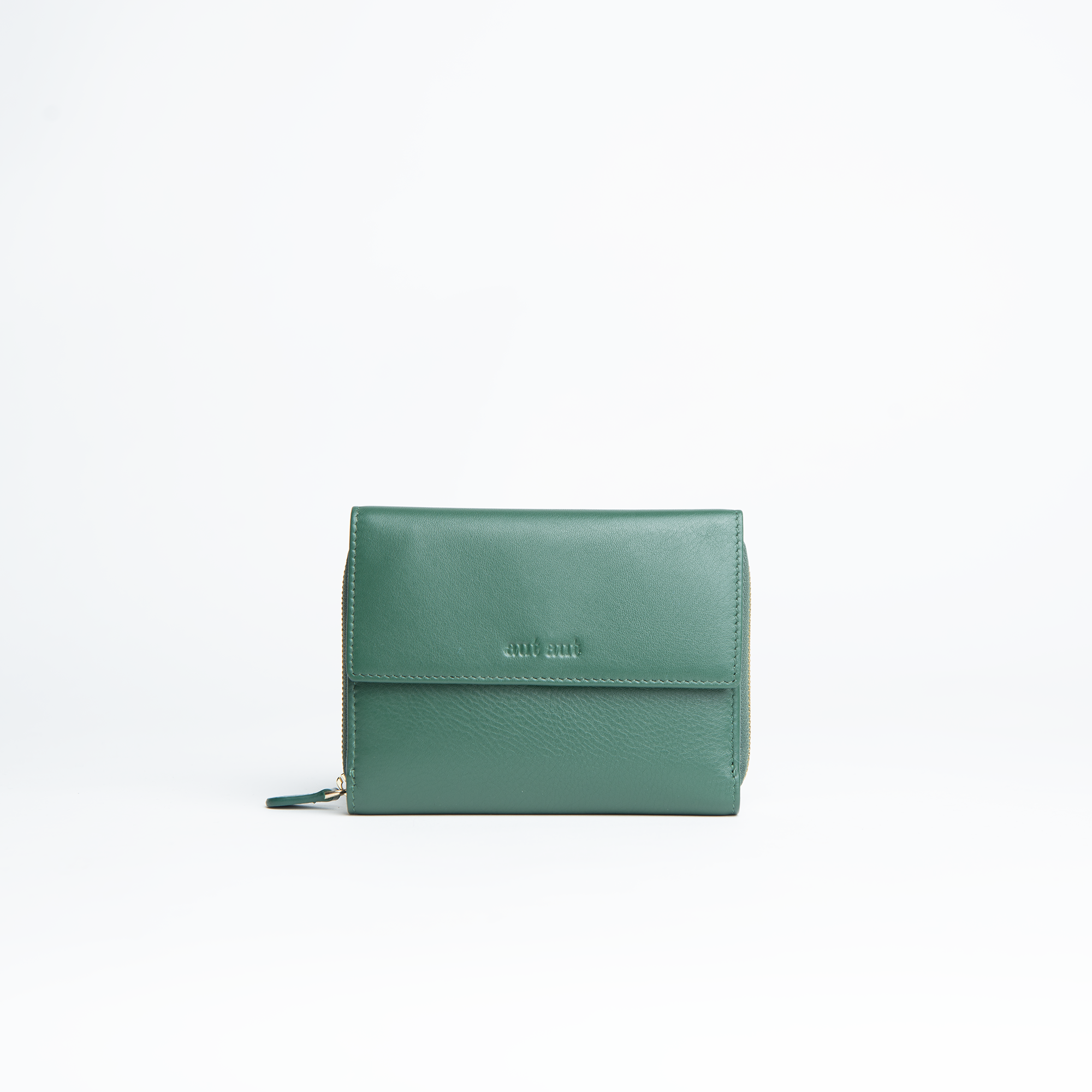 Portafoglio zip-around in pelle morbida colore  verde bosco donna Aut Aut Studio – vista frontale
