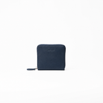 Portafoglio zip-around in pelle liscia primo fiore colore blu Navy donna Aut Aut Studio – vista frontale