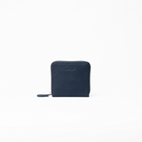 Portafoglio zip-around in pelle liscia primo fiore colore blu Navy donna Aut Aut Studio – vista frontale