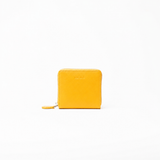 Portafoglio zip-around in pelle liscia primo fiore colore giallo senape donna Aut Aut Studio – vista frontale