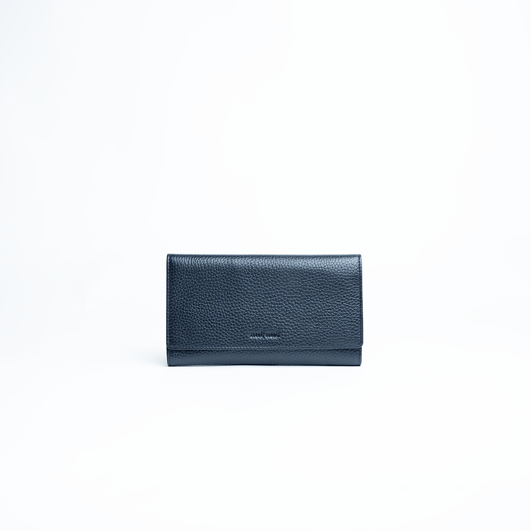 Astuccio porta gioie/gioielli in pelle martellata colore blu navy Aut Aut Studio – vista frontale