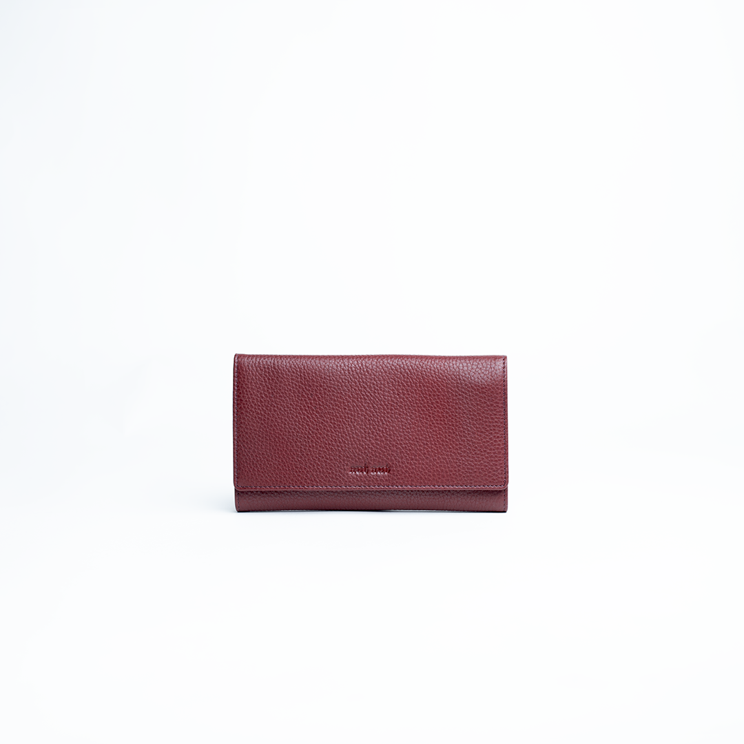 Astuccio porta gioie/gioielli in pelle martellata colore burgundy Aut Aut Studio – vista frontale