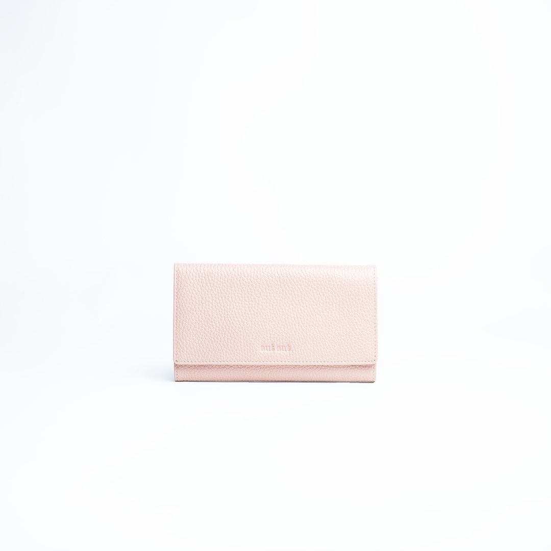 Astuccio porta gioie/gioielli in pelle martellata colore rosa cipria Aut Aut Studio – vista frontale