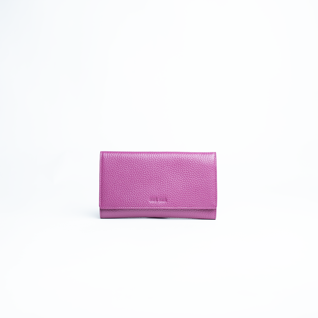 Astuccio porta gioie/gioielli in pelle martellata colore orchidea Aut Aut Studio – vista frontale