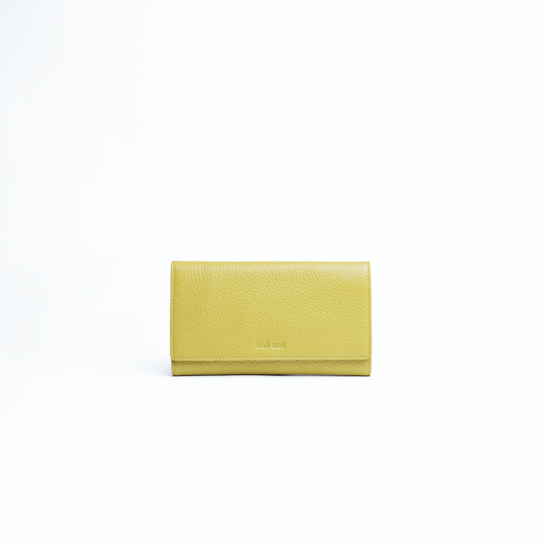 Astuccio porta gioie/gioielli in pelle martellata colore verde oliva Aut Aut Studio – vista frontale
