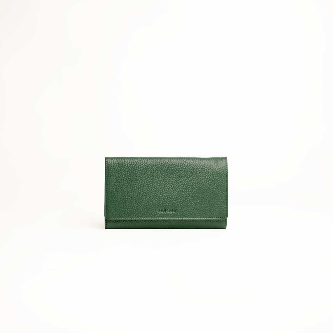 Astuccio porta gioie/gioielli in pelle martellata colore verde Aut Aut Studio – vista frontale