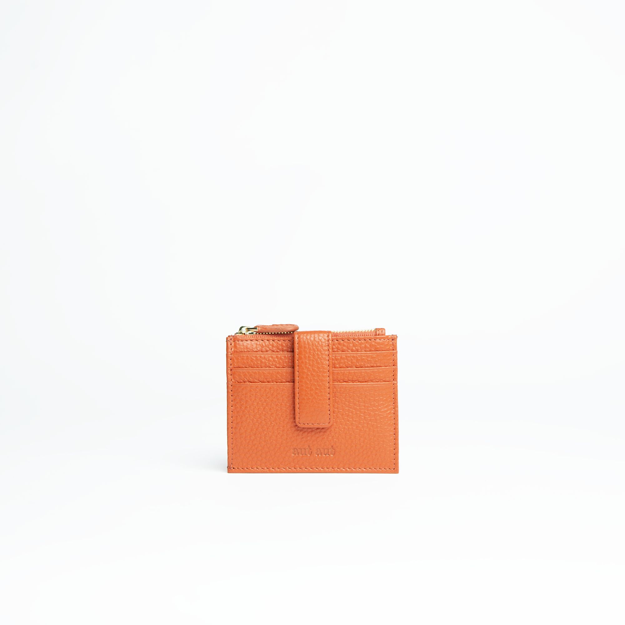 Porta carte in pelle martellata colore arancio uomo/donna Aut Aut Studio – vista frontale