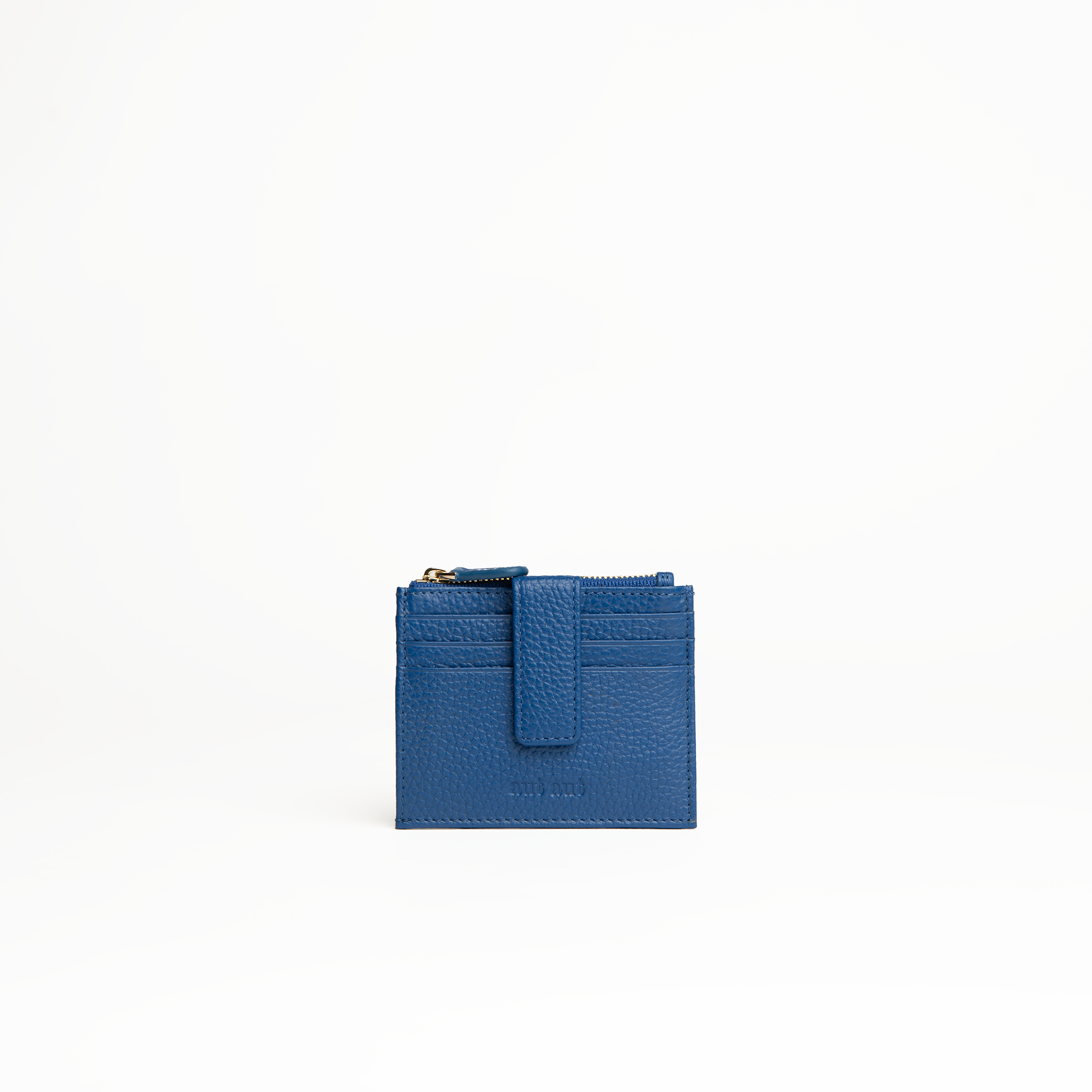 Porta carte in pelle martellata colore blu elettrico uomo/donna Aut Aut Studio – vista frontale
