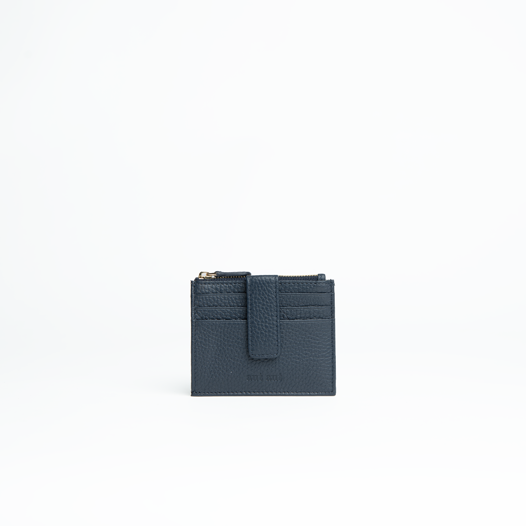 Porta carte in pelle martellata colore blu navy uomo/donna Aut Aut Studio – vista frontale