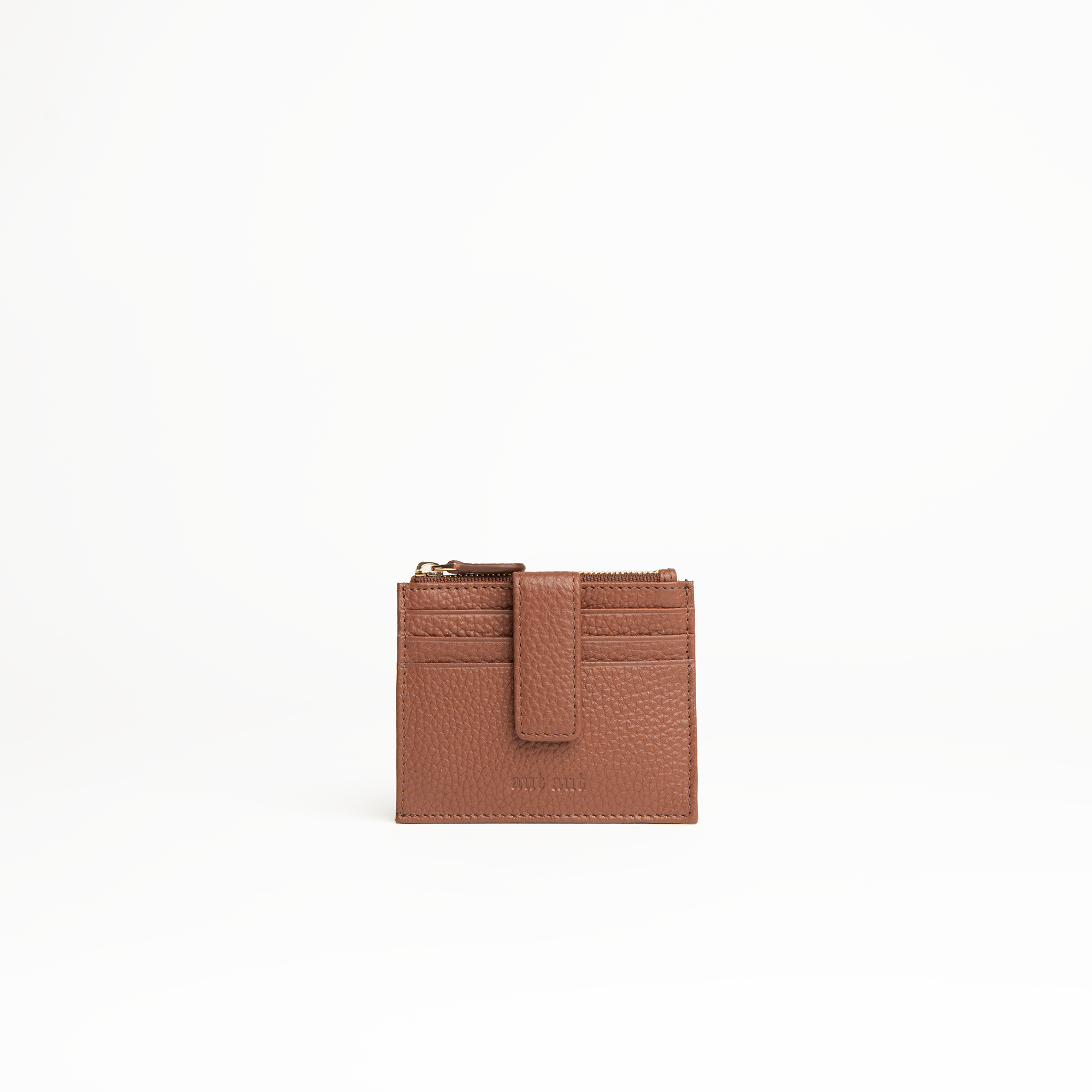 Porta carte in pelle martellata colore camel uomo/donna Aut Aut Studio – vista frontale