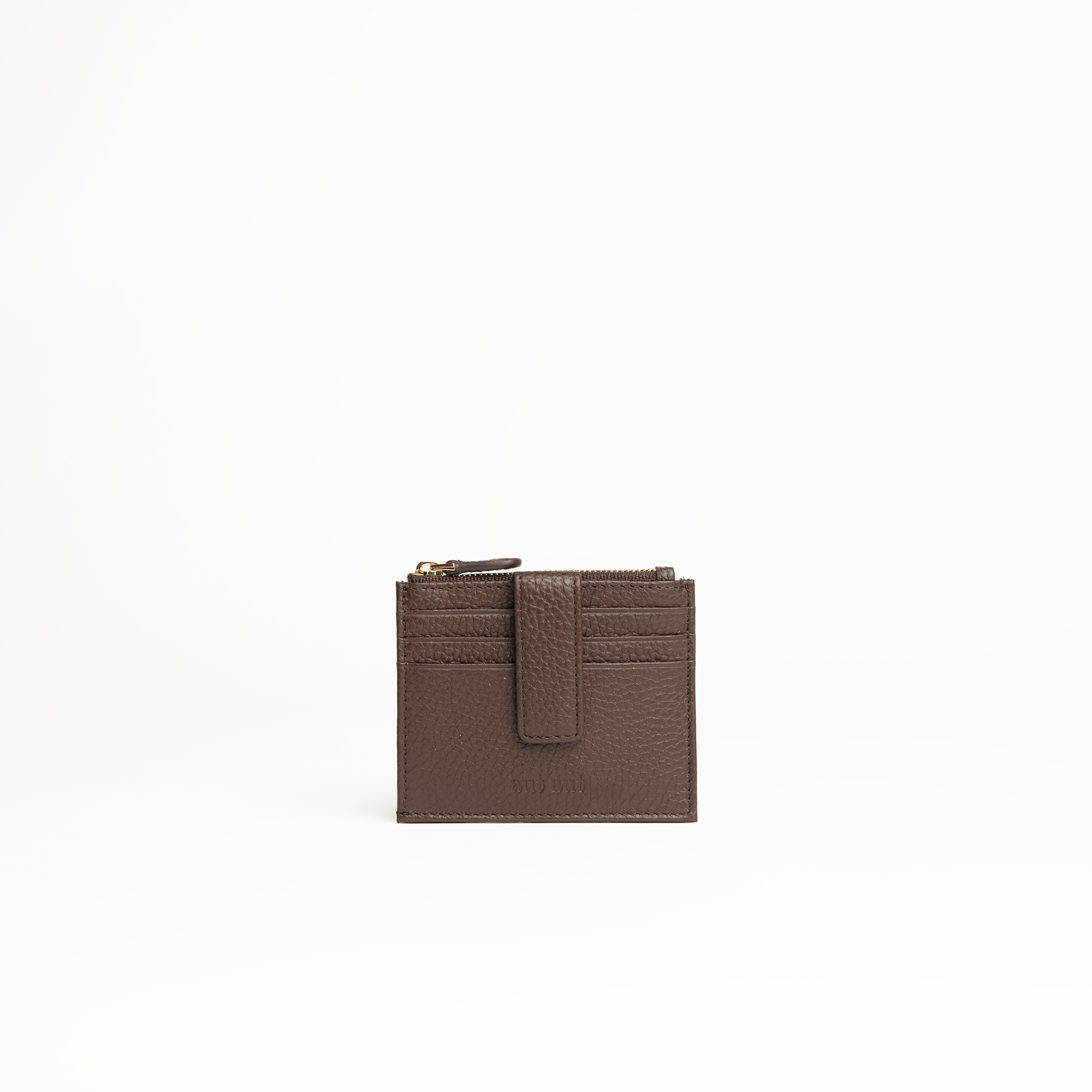 Porta carte in pelle martellata colore marrone cioccolato uomo/donna Aut Aut Studio – vista frontale