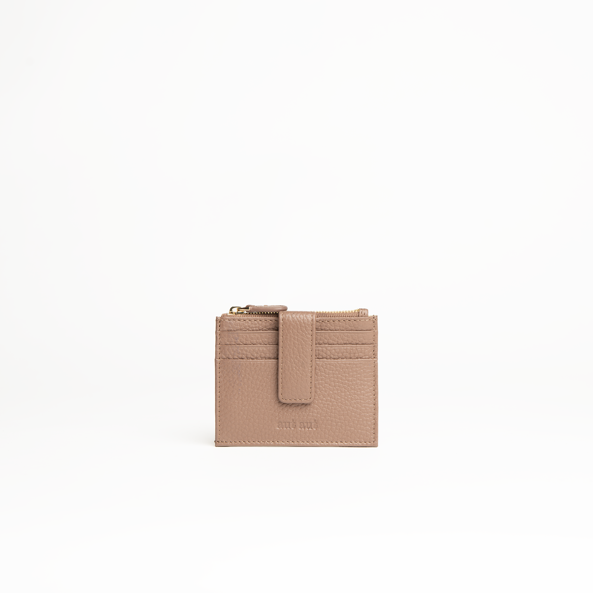 Porta carte in pelle martellata colore taupe latte uomo/donna Aut Aut Studio – vista frontale