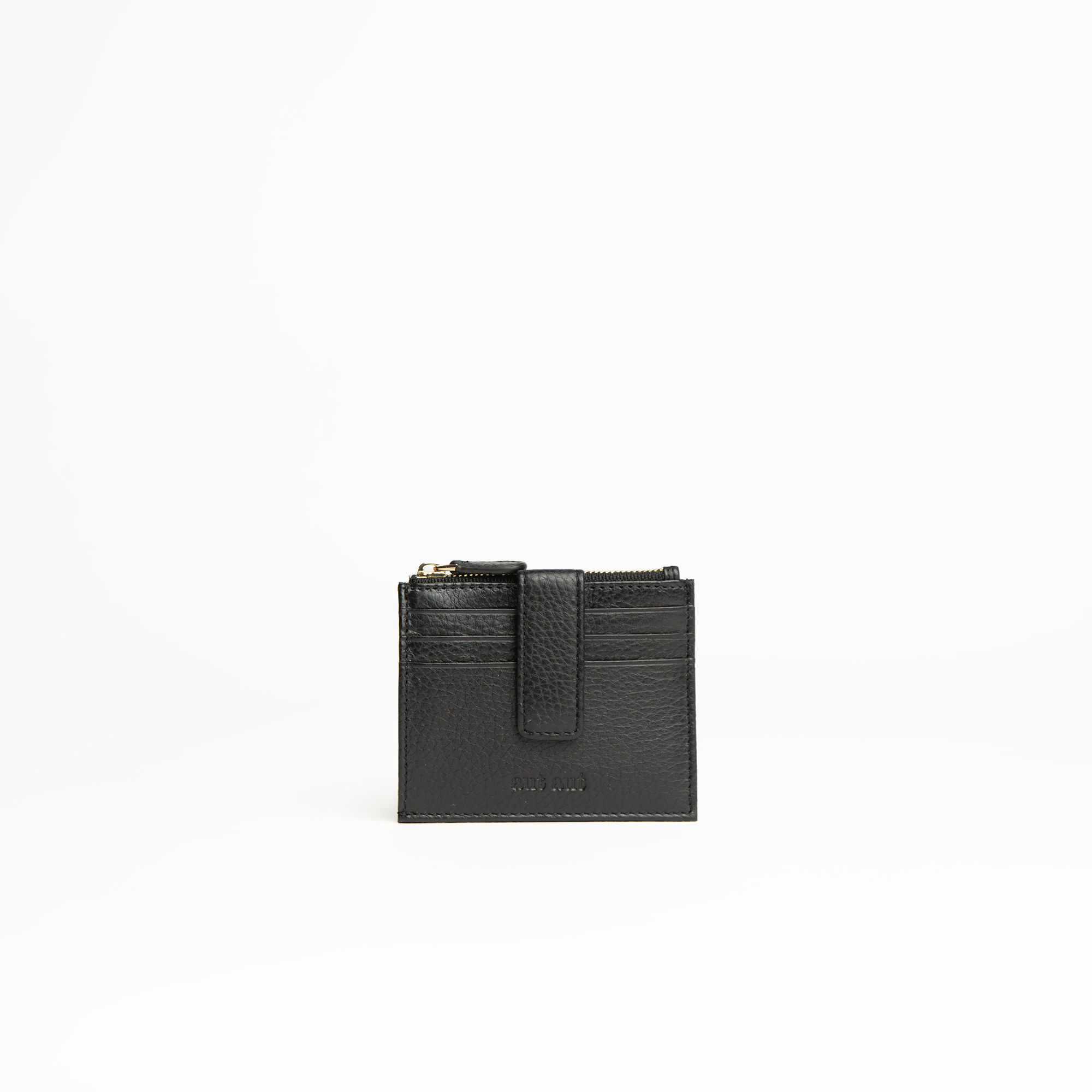 Porta carte in pelle martellata colore nero uomo/donna Aut Aut Studio – vista frontale