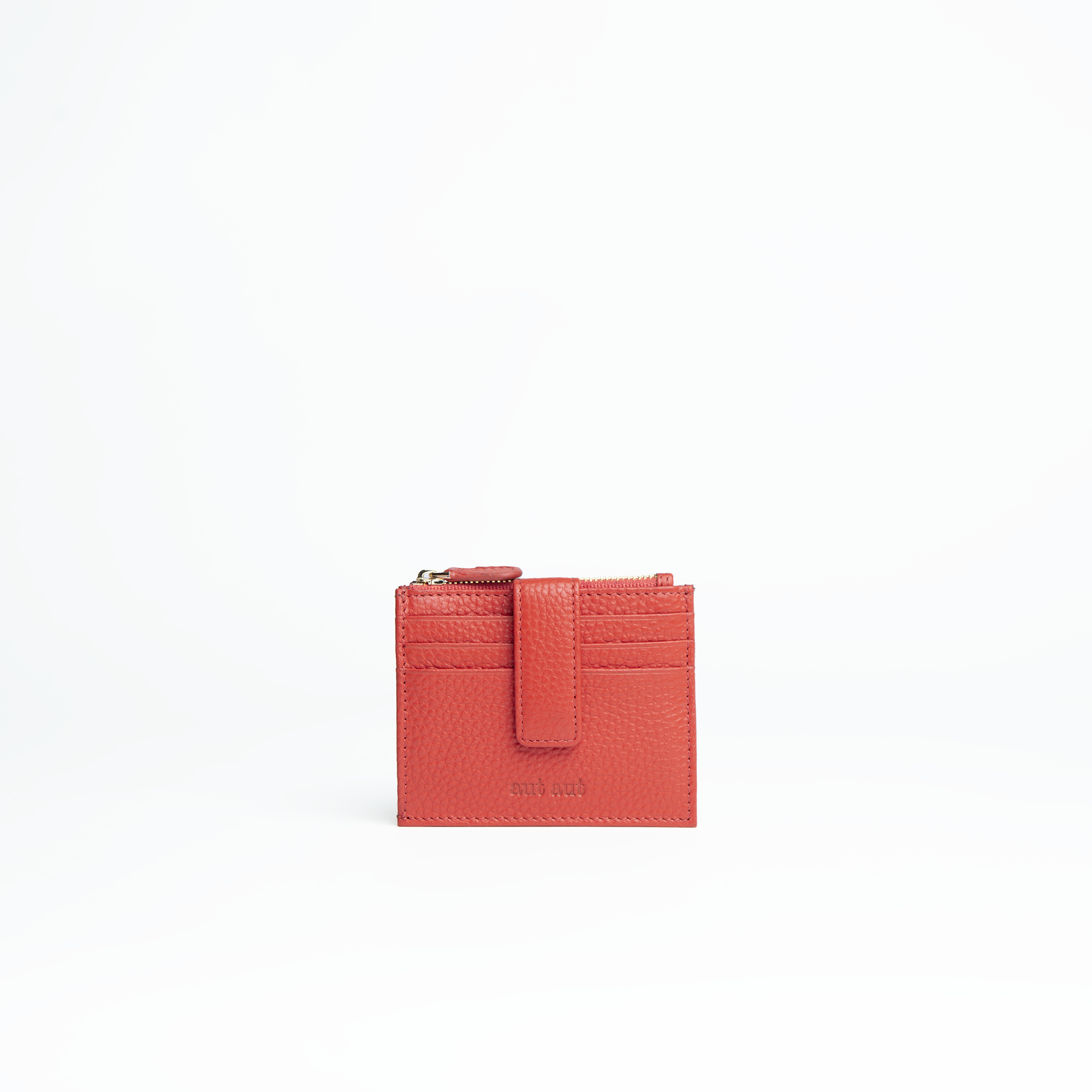 Porta carte in pelle martellata colore rosso uomo/donna Aut Aut Studio – vista frontale