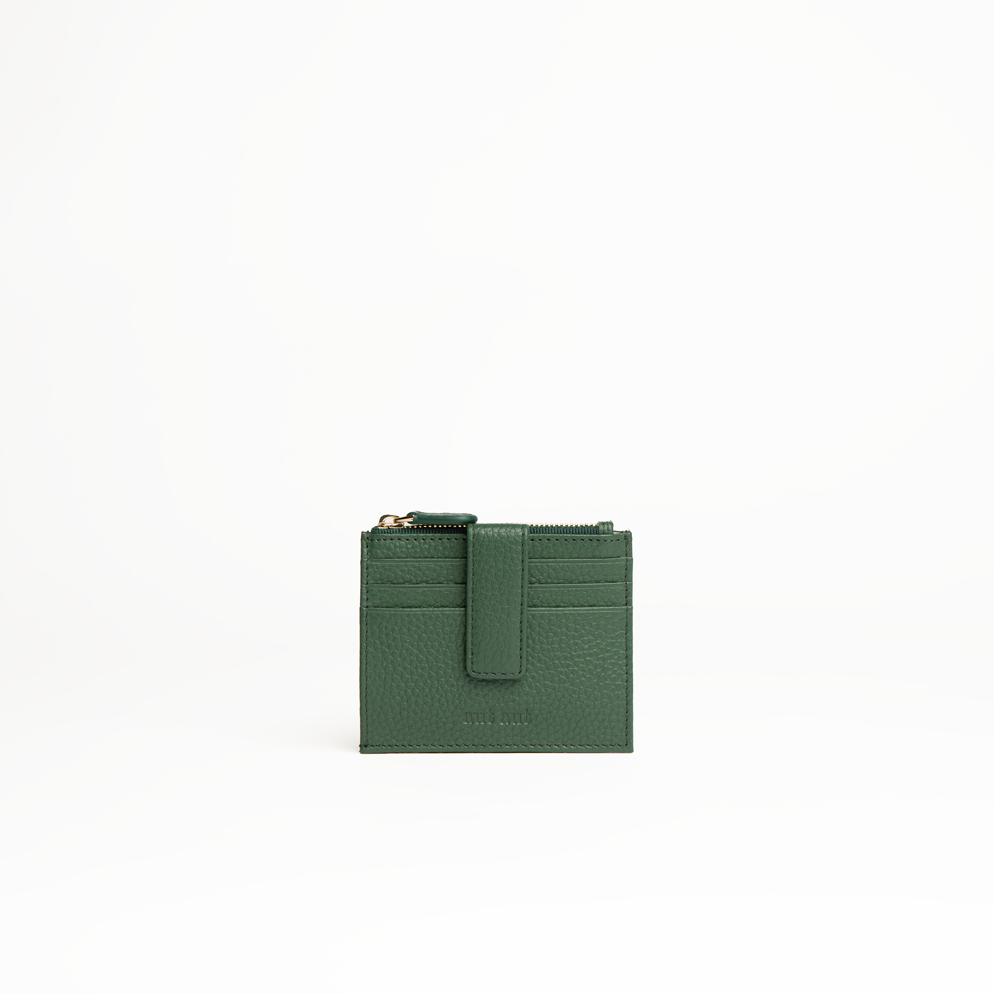 Porta carte in pelle martellata colore verde bosco uomo/donna Aut Aut Studio – vista frontale