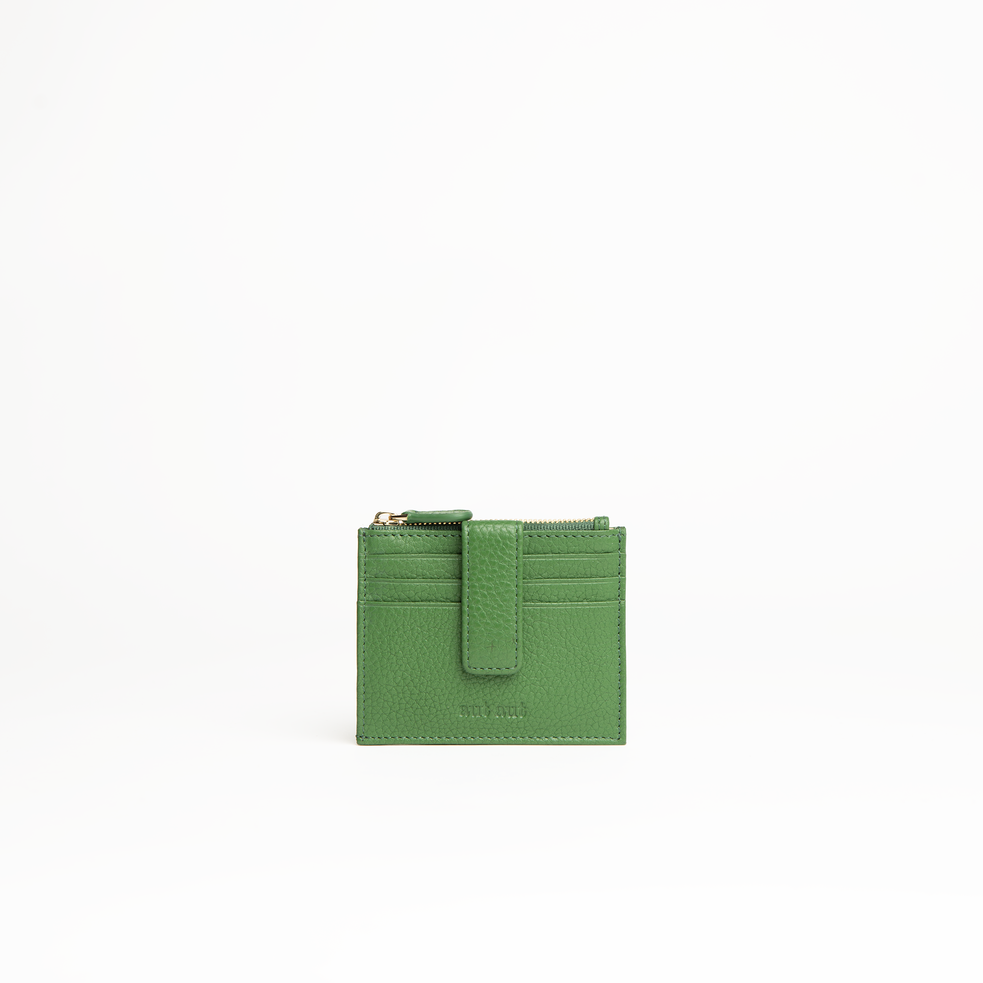 Porta carte in pelle martellata colore verde salvia uomo/donna Aut Aut Studio – vista frontale