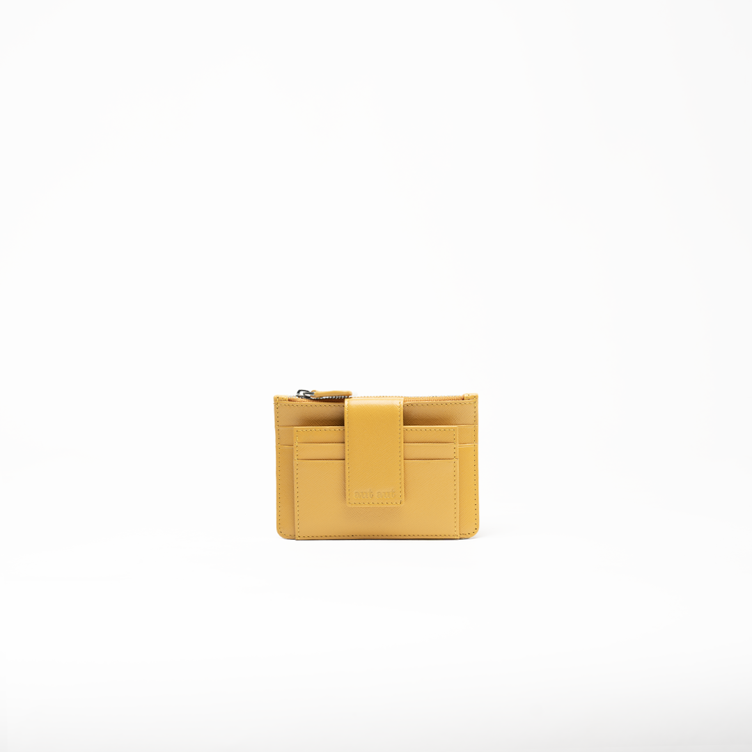 Porta carte in saffiano colore giallo senape uomo/donna protezione RFID Aut Aut Studio 