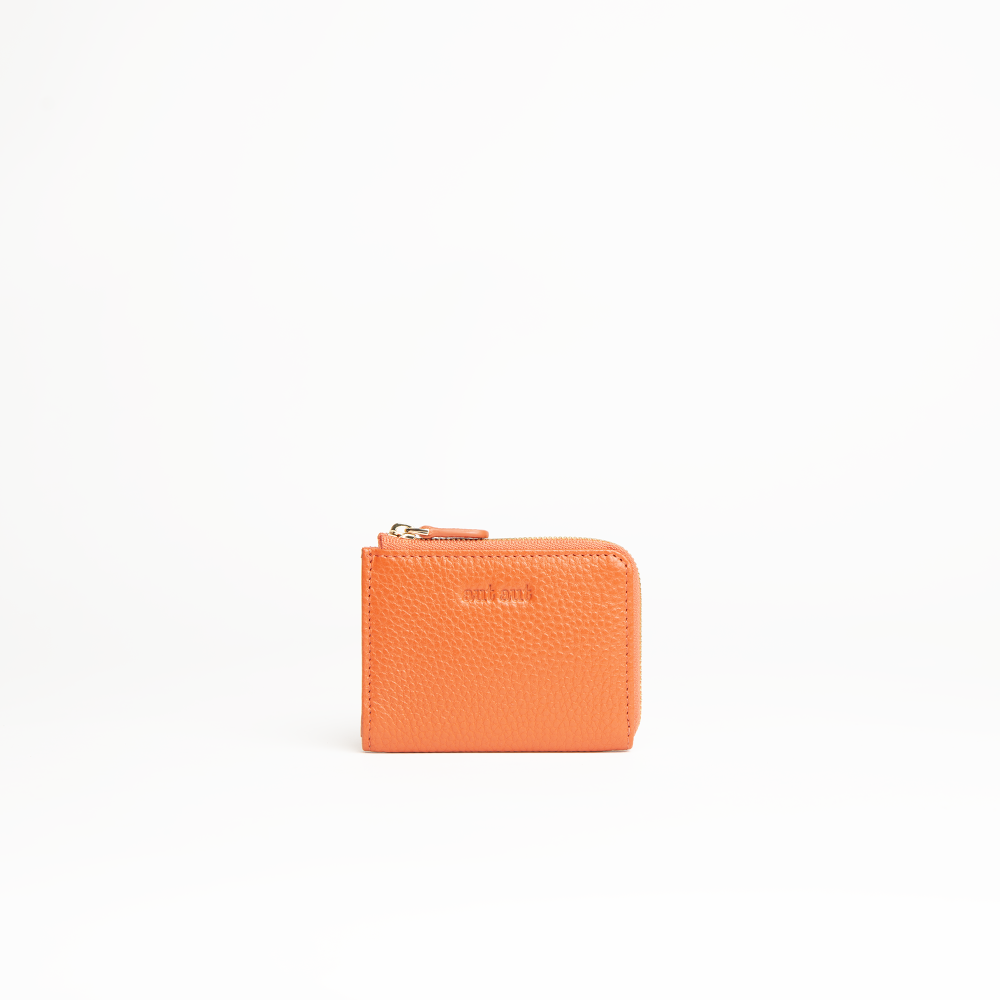 Portachiavi in pelle martellata arancio con porta carte - MILANO #1208 AUT AUT