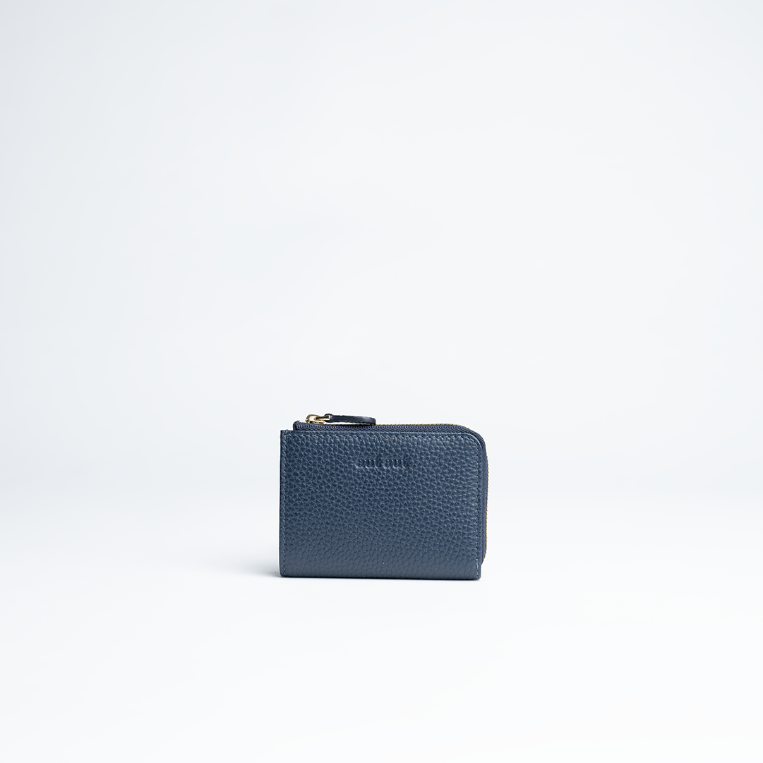 Portachiavi in pelle martellata blu navy con porta carte - MILANO #1208 AUT AUT