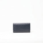 Portafoglio in pelle saffiano colore rblu navy artigianale donna protezione RFID Aut Aut Studio – vista frontale