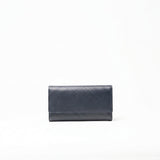 Portafoglio in pelle saffiano colore rblu navy artigianale donna protezione RFID Aut Aut Studio – vista frontale