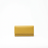 Portafoglio in pelle saffiano colore verde oliva artigianale donna protezione RFID Aut Aut Studio – vista frontale