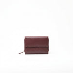 Portafoglio in pelle saffiano colore burgundy artigianale donna protezione RFID Aut Aut Studio – vista frontale