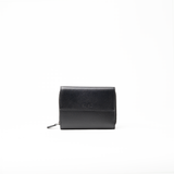 Portafoglio in pelle saffiano colore nero artigianale donna protezione RFID Aut Aut Studio – vista frontale