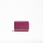 Portafoglio in pelle saffiano colore orchidea artigianale donna protezione RFID Aut Aut Studio – vista frontale