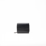 Portafoglio in pelle saffiano colore nero artigianale donna protezione RFID Aut Aut Studio – vista frontale