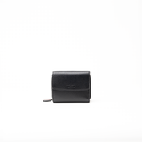 Portafoglio in pelle saffiano colore nero artigianale donna protezione RFID Aut Aut Studio – vista frontale