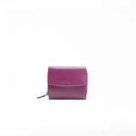Portafoglio in pelle saffiano colore rosa orchidea artigianale donna protezione RFID Aut Aut Studio – vista frontale
