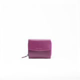 Portafoglio in pelle saffiano colore rosa orchidea artigianale donna protezione RFID Aut Aut Studio – vista frontale