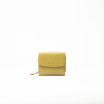 Portafoglio in pelle saffiano colore verde oliva artigianale donna protezione RFID Aut Aut Studio – vista frontale