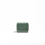 Portafoglio in pelle saffiano colore verde bosco artigianale donna protezione RFID Aut Aut Studio – vista frontale