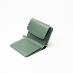 Portafoglio in pelle saffiano colore verde bosco artigianale donna protezione RFID Aut Aut Studio – vista interna