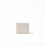 Portafoglio in pelle saffiano colore avorio artigianale donna protezione RFID Aut Aut Studio – vista frontale