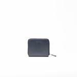 Portafoglio in pelle saffiano colore blu navy artigianale donna protezione RFID Aut Aut Studio – vista frontale